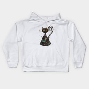 Black cunning cat Kids Hoodie